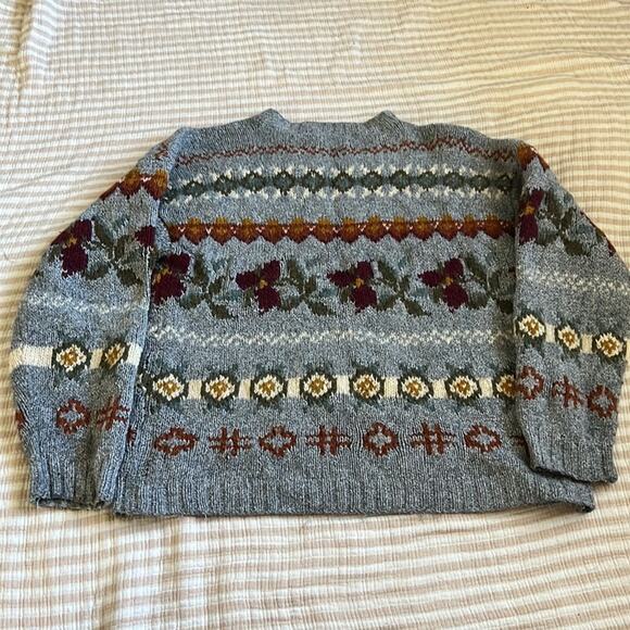 Vintage LLBean women’s wool sweater size Large fair isle fall harvest - Picture 4 of 10